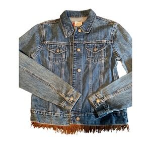 ZENA JEANS Denim Jacket Womens Size L Blue Fringe Western Style‎